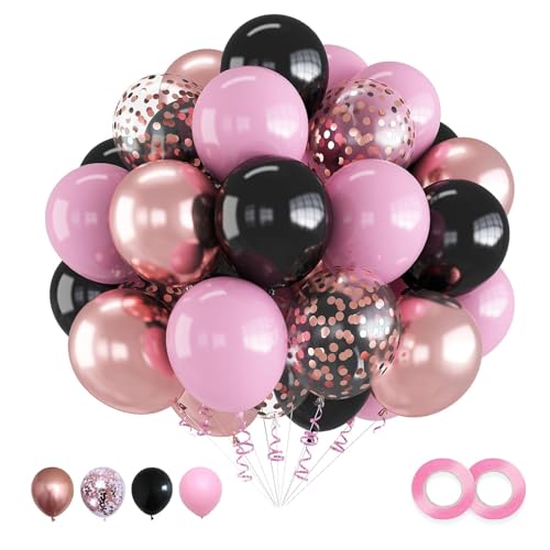 Tourima Luftballons Set, 30 Stück Luftballons Rosa und Schwarz und Roségold mit Konfetti-Ballons, Helium Luftballons mit Bändern für Hochzeit Geburtstag Mädchen Babyparty Dekorationen Tourima Luftballons Set, 30 Stück Luftballons Rosa und Schwarz und Roségold mit Konfetti-Ballons, Helium Luftballons mit Bändern für Hochzeit Geburtstag Mädchen Babyparty Dekorationen von Tourima