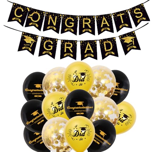 Tourima Pull Flaggen und Ballons Graduation Deko Bestandene Prüfung Geschenk, Passend für Abi 2025 Bachelor Deko und Bachelor Graduation Deko, Graduation Abschluss Deko Bachelor Abschluss Geschenk von Tourima