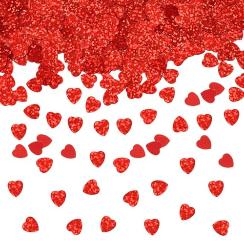 Tourima Rot Herz Glitzer Konfetti 1000+ Stk, 6x7mm, für Tischdeko Geburtstag, PVC Confetti Herz Deko, Feier Party Hochzeit Jubiläum Tourima Rot Herz Glitzer Konfetti 1000+ Stk, 6x7mm, für Tischdeko Geburtstag, PVC Confetti Herz Deko, Feier Party Hochzeit Jubiläum von Tourima
