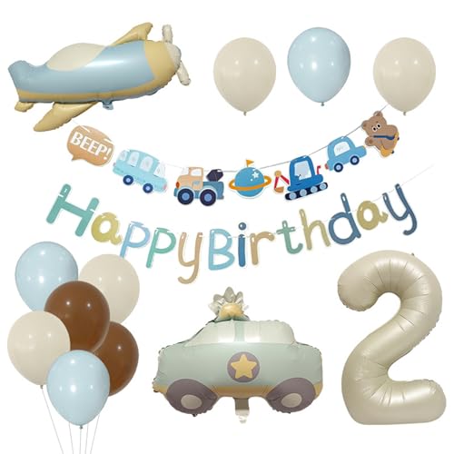 Tourima XXL Geburtstagsdeko 2 Jahre Junge Autos und Flugzeuge, Gilt für Geburtstag 2 Jahre Junge Kindergeburtstag Deko, Luftballon 2 Geburtstag Junge Happy Birthday Banner für Junge Party Dekoration Tourima XXL Geburtstagsdeko 2 Jahre Junge Autos und Flugzeuge, Gilt für Geburtstag 2 Jahre Junge Kindergeburtstag Deko, Luftballon 2 Geburtstag Junge Happy Birthday Banner für Junge Party Dekoration von Tourima