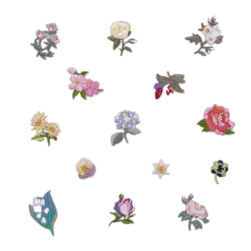 14 Stück Patches zum Aufbügeln Blumen Bestickte Aufnäher,Blume Aufnäher Kinder,Aufbügelflicken Blumen Applikation für Hosen Jeans Hemden Kleidung und Basteln DIY, Kleid, Hut von Tovbmup