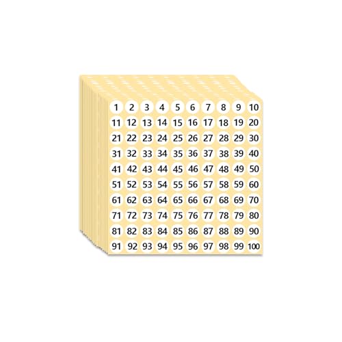 25 Blatt - 1-100 Zahlen Nummern Aufkleber Sticker Klebezahlen,Nummer Aufkleber, für Büro Schließfach Heim Ordnen Adventskalender von Tovbmup