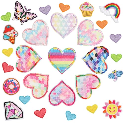 29 Stück Bügelflicken für Kinder - Set mit Aufbügelflicken, bestickten Patches, Bügelbildern und Aufnähern für DIY, geeignet für T-Shirts, Jeans, Kleidung, Taschen und Mützen von Tovbmup