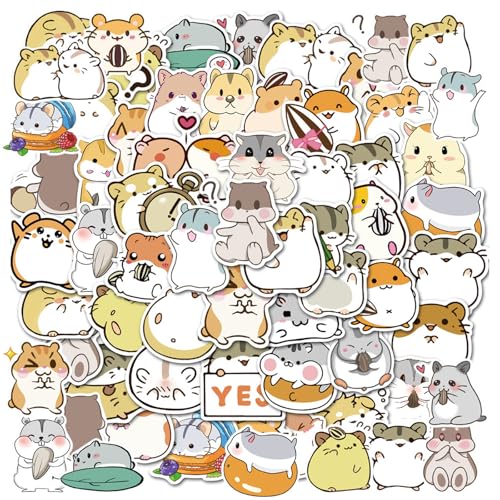 50 Stück Hamster Aufkleber Niedliche Tier Aufkleber, aufkleber kinder,Cartoon Hamster Scrapbook Dekoration Aufkleber,für Wasserflaschen, Skateboard, Becher, Geschenk für Kinder, Teenager, Erwachsene von Tovbmup