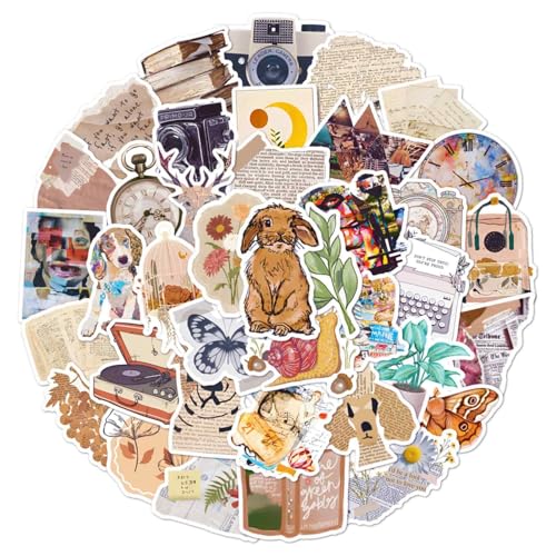 50 Stück Vintage Aufkleber,ästhetische Aufkleber,Retro Vinyl Aufkleber, Sticker Aesthetic für Wasserflaschen, Scrapbooking, Laptops,für Kinder Mädchen Jugendliche (Vintage) von Tovbmup