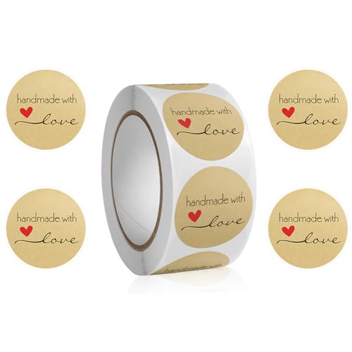 500 Stück Etiketten Selbstklebend,Kraft Selbstgemacht mit Liebe Aufkleber,Selbstgemacht mit Liebe Aufkleber,Runde Backaufkleber Kraft,Für DIY Backen, Briefumschlag,Hochzeit Geschenktüten Dekoration 500 Stück Etiketten Selbstklebend,Kraft Selbstgemacht mit Liebe Aufkleber,Selbstgemacht mit Liebe Aufkleber,Runde Backaufkleber Kraft,Für DIY Backen, Briefumschlag,Hochzeit Geschenktüten Dekoration von Tovbmup