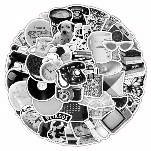 60 Stück Vintage Aufkleber - Aesthetic Sticker Set für Wasserflaschen, Scrapbooking, Laptops uvm. | Schwarz-Weiß Graffiti Design | Wasserfeste Aufkleber für Kinder, Mädchen, Jugendliche und Erwachsene 60 Stück Vintage Aufkleber - Aesthetic Sticker Set für Wasserflaschen, Scrapbooking, Laptops uvm. | Schwarz-Weiß Graffiti Design | Wasserfeste Aufkleber für Kinder, Mädchen, Jugendliche und Erwachsene von Tovbmup
