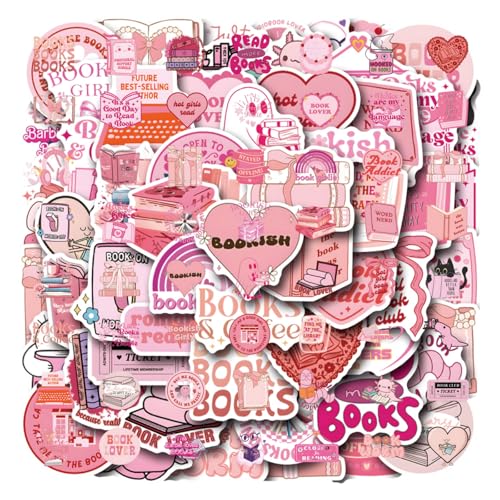 60 Stück rosa Buchaufkleber,Rosa Lesen Aufkleber,rosa Lesezeichen-Aufkleber, Buch-Aufkleber,für Frauen, Mädchen, Buchliebhaber, Geschenke für Erwachsene von Tovbmup