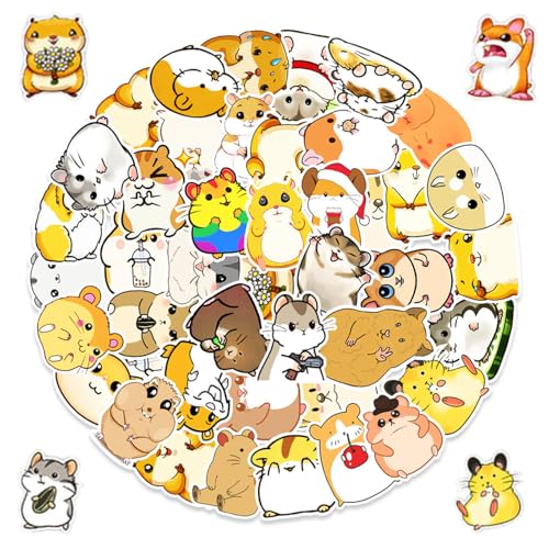 Niedliche kleine Hamster-Aufkleber (50 Stück) – 50 Hamster-Aufkleber, niedliche Tier-Aufkleber, Cartoon-Hamster-Dekorationsaufkleber, Kinder-Tier-Aufkleber, wasserfeste Kinder-Aufkleber von Tovbmup