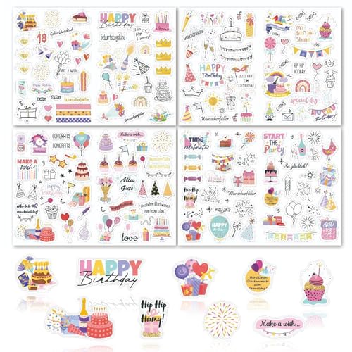 Sticker Geburtstag 225 Motive,Aufkleber-Set für Geburtstagsgeschenke,Selbstklebende Aufkleber Geburtstag,Fotoalbum & Geschenke - Party-Deko für Gästebuch Party Dekoration, DIY Karten, Fotoalbum Sticker Geburtstag 225 Motive,Aufkleber-Set für Geburtstagsgeschenke,Selbstklebende Aufkleber Geburtstag,Fotoalbum & Geschenke - Party-Deko für Gästebuch Party Dekoration, DIY Karten, Fotoalbum von Tovbmup