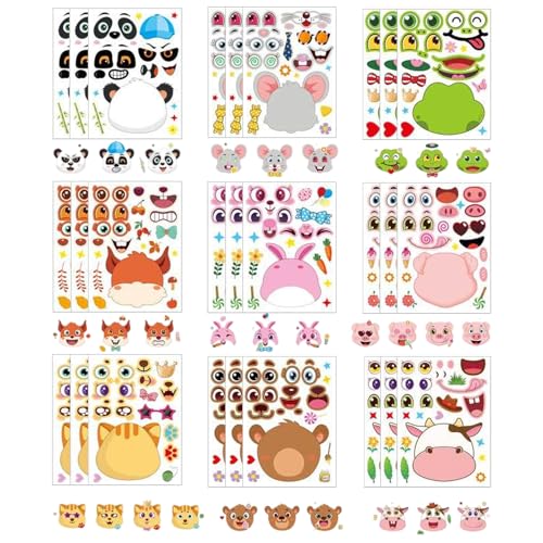 Tovbmup 27 PCS Aufkleber Kinder Sticker Set Make-a-face Sticker,für Mädchen Jungen, Tier Aufkleber Blätter Geburtstag Party Dekorationen Party Supplies, Kinder Bastel Party Dekorationen Tovbmup 27 PCS Aufkleber Kinder Sticker Set Make-a-face Sticker,für Mädchen Jungen, Tier Aufkleber Blätter Geburtstag Party Dekorationen Party Supplies, Kinder Bastel Party Dekorationen von Tovbmup
