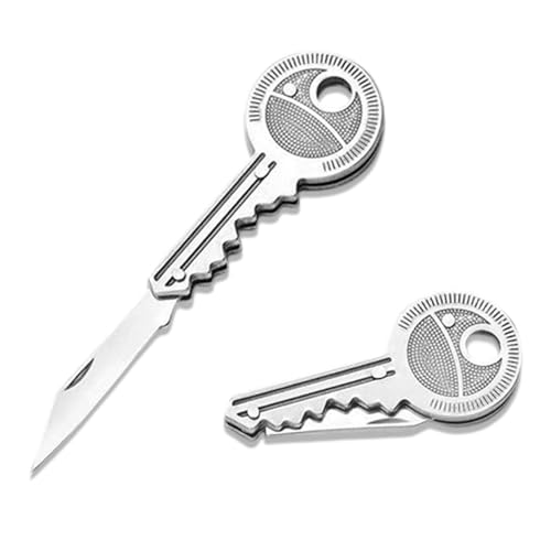 Tovbmup 2PCS Schlüsselmesser,Mini Messer Taschenmesser,Klappmesser,Brieföffner in Schlüsselform Paketmesser,Edelstahl Key Knife Schlüsselbund Messer für Outdoor,Kleine Geschenke für Männer Frauen von Tovbmup