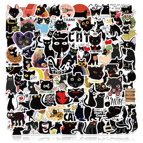 Tovbmup Schwarze Katze Aufkleber Set,100 StückLustige Sticker Set,Niedliche Katze Vinyl Stickers Wasserdicht Aufkleber für Jugendliche Kinder Erwachsene Auto Laptop Skateboard Fahrrad Moped Tovbmup Schwarze Katze Aufkleber Set,100 StückLustige Sticker Set,Niedliche Katze Vinyl Stickers Wasserdicht Aufkleber für Jugendliche Kinder Erwachsene Auto Laptop Skateboard Fahrrad Moped von Tovbmup