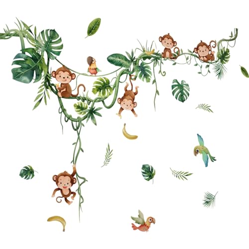 Wandtattoo Dschungel Tiere Affen, Bäume, Reben und mehr. Wandaufkleber für Kinderzimmer, Babyzimmer und Schlafzimmer. Ideal für Jungen und Mädchen. Wanddeko in Tier- und Dschungeloptik (143 * 111cm) Wandtattoo Dschungel Tiere Affen, Bäume, Reben und mehr. Wandaufkleber für Kinderzimmer, Babyzimmer und Schlafzimmer. Ideal für Jungen und Mädchen. Wanddeko in Tier- und Dschungeloptik (143 * 111cm) von Tovbmup