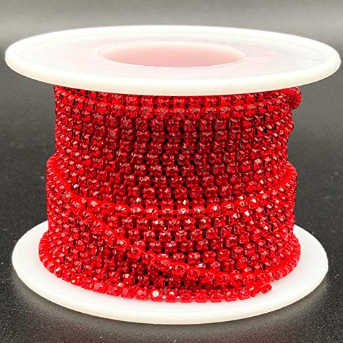 Towner Strass-Kette, 9,1 m, Kristallkette, 2 mm mit siam/roten SS6/2 mm Kristallen von Towenm