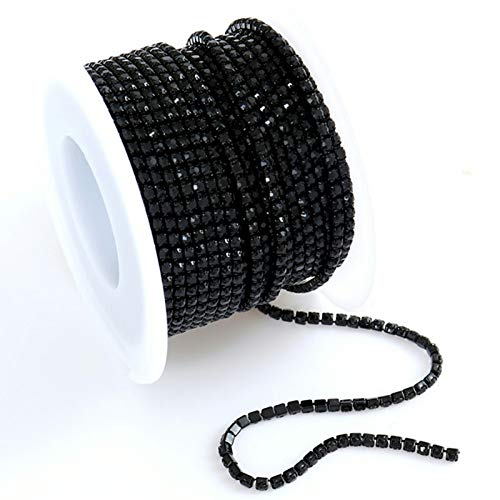 Towenm 1 Rolle 9,1 m Strass-Kette, 2 mm Kristall-Strass-Rolle, zum Aufnähen auf Kristall-Strassstein-Kette, Kristall-Krallen-Kette, Tiefschwarz, SS6/2 mm Towenm 1 Rolle 9,1 m Strass-Kette, 2 mm Kristall-Strass-Rolle, zum Aufnähen auf Kristall-Strassstein-Kette, Kristall-Krallen-Kette, Tiefschwarz, SS6/2 mm von Towenm
