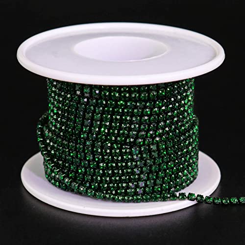 Towenm 1 Rolle 9,1 m Strass-Kette, SS6 2 mm dunkelgrün/smaragdgrüne Strasssteine, Kettenrolle, zum Aufnähen auf Kristall-Rhinstone, enge Kettenverzierung, Kristallkrallen-Kette Towenm 1 Rolle 9,1 m Strass-Kette, SS6 2 mm dunkelgrün/smaragdgrüne Strasssteine, Kettenrolle, zum Aufnähen auf Kristall-Rhinstone, enge Kettenverzierung, Kristallkrallen-Kette von Towenm