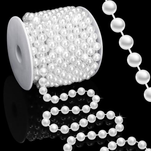 Towenm 10 mm Perlenschnur, Girlande zum Basteln, künstliche Perlenbesatz, Kettenstränge für Hochzeit, Tafelaufsätze, Blumenstrauß, Party-Dekoration, Weihnachtsbaumgirlande, Weiß, 10 mm Towenm 10 mm Perlenschnur, Girlande zum Basteln, künstliche Perlenbesatz, Kettenstränge für Hochzeit, Tafelaufsätze, Blumenstrauß, Party-Dekoration, Weihnachtsbaumgirlande, Weiß, 10 mm von Towenm