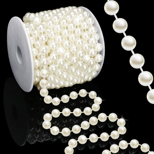 Towenm 10 mm Perlenschnur, Girlande zum Basteln, künstliche Perlenbesatz, Kettenstränge für Hochzeit, Tafelaufsätze, Blumenstrauß, Party-Dekoration, Weihnachtsbaumgirlande, elfenbeinfarben, 10 mm Towenm 10 mm Perlenschnur, Girlande zum Basteln, künstliche Perlenbesatz, Kettenstränge für Hochzeit, Tafelaufsätze, Blumenstrauß, Party-Dekoration, Weihnachtsbaumgirlande, elfenbeinfarben, 10 mm von Towenm