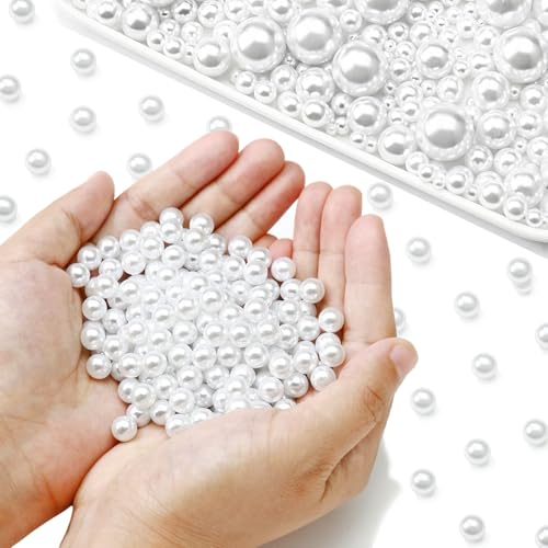 Towenm 1100 Stück 8 mm weiße Perlen zum Basteln, ohne Loch, Perlen für Vasenfüller, künstliche ABS-Perlen für schwimmende Kerzen, Tafelaufsätze, Vasen, Make-up-Pinselhalter, Bastelarbeiten von Towenm