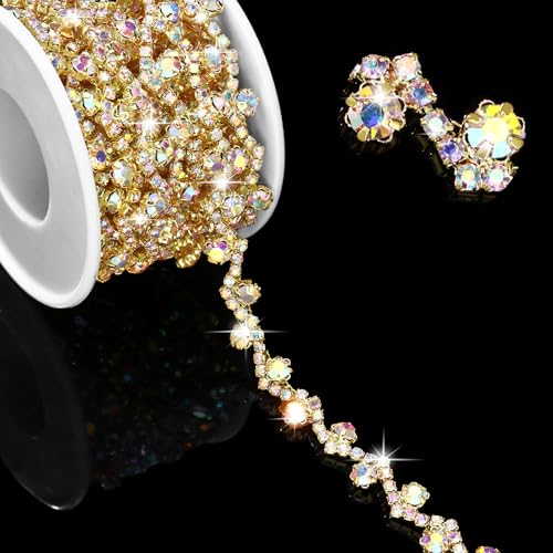 Towenm 2,7 m lange Strassverzierung, Kristall-Strass-Applikation für Hochzeitskleid, Gürtel, Strumpfbänder, Kopfschmuck, Dekoration, Nähen, Diamant-Fransenband für Handwerk, Brautkostüm, Gold AB Towenm 2,7 m lange Strassverzierung, Kristall-Strass-Applikation für Hochzeitskleid, Gürtel, Strumpfbänder, Kopfschmuck, Dekoration, Nähen, Diamant-Fransenband für Handwerk, Brautkostüm, Gold AB von Towenm