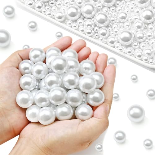 Towenm 20 mm weiße Perlen zum Basteln, 70 Stück, große Perlen ohne Loch, für Vasenfüller, künstliche ABS-Perlen für schwimmende Kerzen, Tafelaufsätze, Vasen, Make-up-Pinselhalter, Schmuckherstellung von Towenm