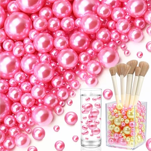 Towenm 2300 Stück Perlen ohne Loch, schwimmende Perlen für Tafelaufsätze, Vasen, künstliche rosa runde Perlen zum Basteln, Hochzeit, Party, Jeans, Kostüme, Schmuckherstellung (4/6/8/10/14/20 mm) von Towenm
