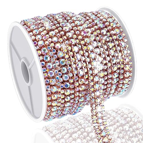 Towenm 6 Yards 3 Rows Crystal Rhinestone Chain, Crystal Rhinestone Close Chain for Jewelry Making, Sewing Rhinestone Trim for Crafts, Wedding Cake, Clothes, Cups, Rose Gold Base with AB Rhinestones Towenm 6 Yards 3 Rows Crystal Rhinestone Chain, Crystal Rhinestone Close Chain for Jewelry Making, Sewing Rhinestone Trim for Crafts, Wedding Cake, Clothes, Cups, Rose Gold Base with AB Rhinestones von Towenm