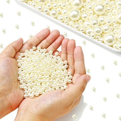 Towenm Elfenbeinfarbene Perlen zum Basteln, ohne Loch, Perlen für Vasenfüller, schwimmende Kerzen, Tafelaufsätze, Vasen, Make-up-Pinselhalter, Bastelarbeiten, Schmuckherstellung, 2600 Stück von Towenm