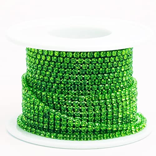 Towenm Strass-Kette, 9,1 m, 2 mm Kristall, geschlossene Kette, zum Aufnähen, Grün/Peridot, SS6/2 mm von Towenm