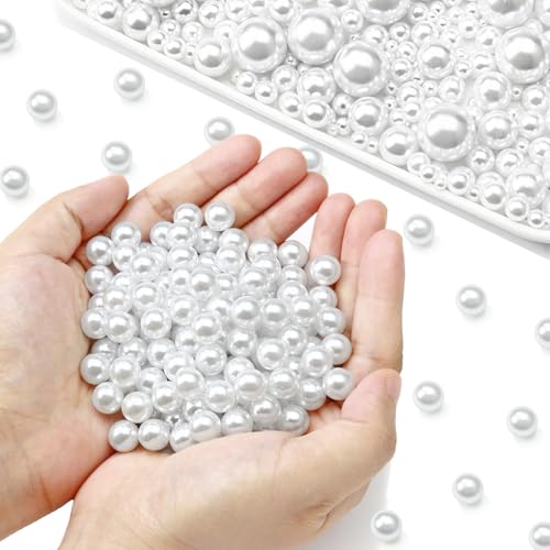 Towenm Weiße Perlen zum Basteln, ohne Loch, Perlen für Vasenfüller, künstliche ABS-Perlen für schwimmende Kerzen, Tafelaufsätze, Vasen, Make-up-Pinselhalter, Bastelarbeiten, Schmuckherstellung, 600 von Towenm