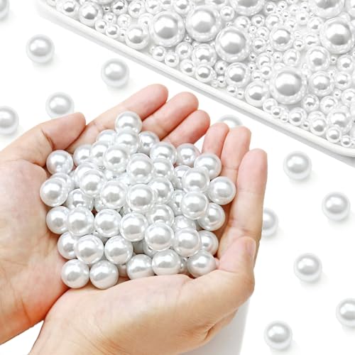 Towenm Weiße Perlen zum Basteln, ohne Loch, Perlen für Vasenfüller, künstliche ABS-Perlen für schwimmende Kerzen, Tafelaufsätze, Vasen, Make-up-Pinselhalter, Bastelarbeiten, Schmuckherstellung, 220 von Towenm