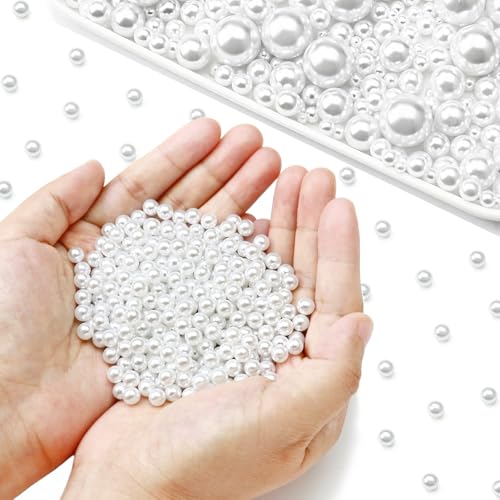 Towenm Weiße Perlen zum Basteln, ohne Loch, Perlen für Vasenfüller, künstliche ABS-Perlen für schwimmende Kerzen, Tafelaufsätze, Vasen, Make-up-Pinselhalter, Bastelarbeiten, Schmuckherstellung, 2600 von Towenm