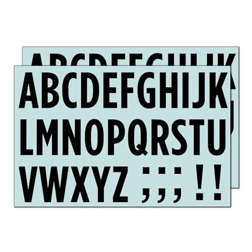 10 Blatt, 50mm - Buchstaben Aufkleber Sticker Groß, Alphabet Wetterfest - Schwarz von TownStix
