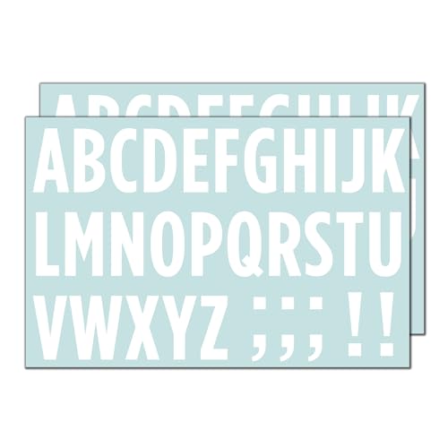 10 Blatt, 50mm - Buchstaben Aufkleber Sticker Groß, Alphabet Wetterfest - Weiß von TownStix