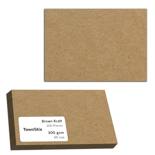 100 Blatt, 300g - Kraftpapier A5, Kartonpapier Fotokarton Tonkarton Pappe Braun Karton von TownStix