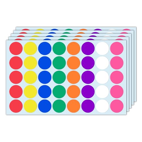 1000 Stück, 25mm Klebepunkte Bunt Runde Punktaufkleber Etiketten Markierungspunkte - 8 Farben von TownStix