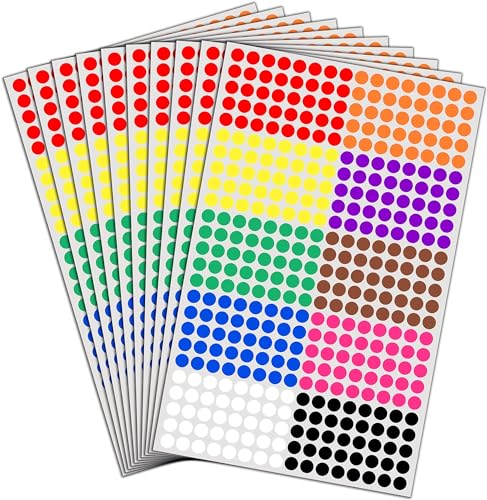 16.000 Stück, 8mm Klebepunkte Bunt Runde Punktaufkleber Etiketten Markierungspunkte - 10 Farben 16.000 Stück, 8mm Klebepunkte Bunt Runde Punktaufkleber Etiketten Markierungspunkte - 10 Farben von TownStix