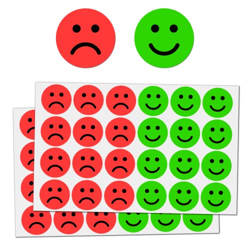 1800 Stück - Smile Aufkleber Sticker, für Moderationskarten Moderationskoffer Belohnungssticker - 25mm, Rot/Grün von TownStix