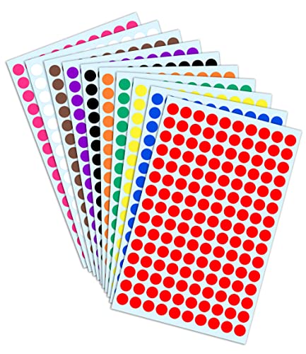 3000 Stück, 10mm Klebepunkte Runde Punktaufkleber Etiketten Markierungspunkte - 10 Farben von TownStix