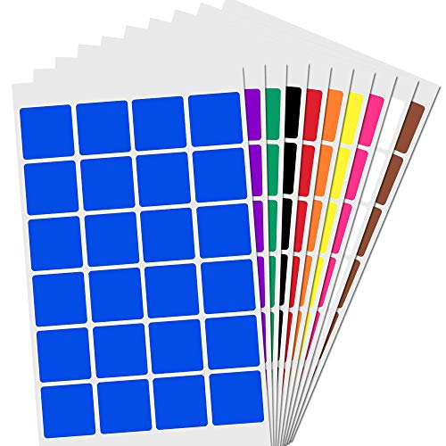 1200 Stück - 25mm Umzugsaufkleber Bunt, Farbige Aufkleber Umzugskartons Quadratisch - 10 Farben von TownStix