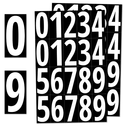 200 Stück, 75 mm - Zahlen Aufkleber Sticker Wetterfest Klebezahlen - Weiße Zahlen von TownStix
