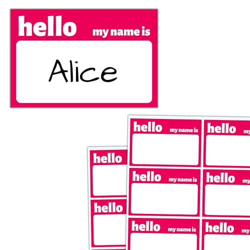 200 Stück, Hello My Name Is Sticker, Namensschilder Aufkleber - Rot von TownStix