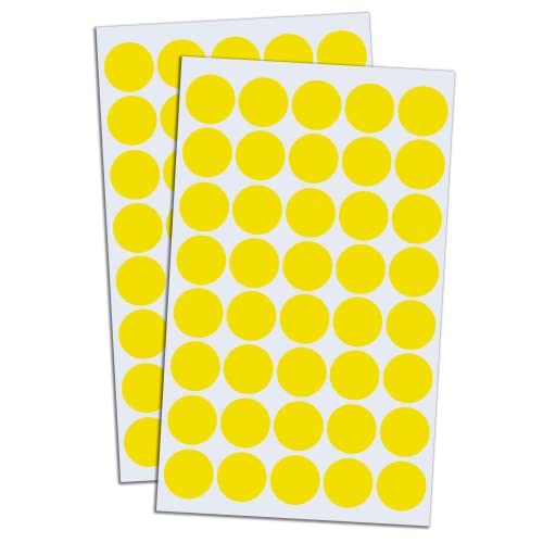 2000 Stück, 20mm Punktaufkleber Klebepunkte Aufkleber Etiketten Markierungspunkte Selbstklebende - Gelb von TownStix