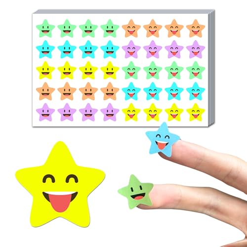 2000 Stück, 20mm - Sticker Sterne Belohnungssticker Grundschule, Smile Aufkleber Klebesterne von TownStix