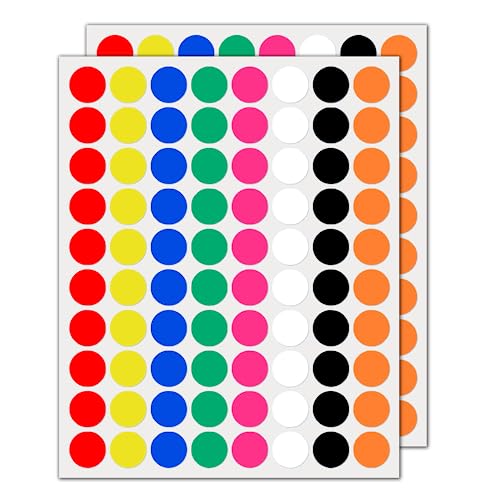 2000 Stück, 20mm Klebepunkte Bunt Runde Punktaufkleber Etiketten Markierungspunkte - 8 Farben von TownStix