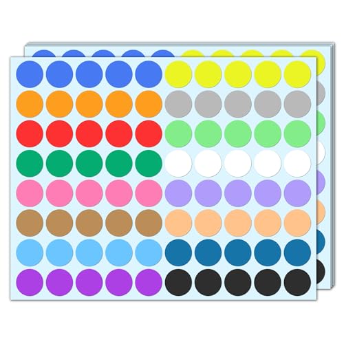 2000 Stück - 25mm Klebepunkte Bunt, Bunte Punkte Aufkleber Runde Markierungspunkte Sticker - 16 Farben 2000 Stück - 25mm Klebepunkte Bunt, Bunte Punkte Aufkleber Runde Markierungspunkte Sticker - 16 Farben von TownStix