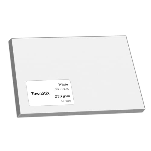 30 Stück, 230gsm - A3 Tonkarton Fotokarton Weiß, Dickes Papier zum Drucken, Kartonpapier Bastelkarton Pappe 30 Stück, 230gsm - A3 Tonkarton Fotokarton Weiß, Dickes Papier zum Drucken, Kartonpapier Bastelkarton Pappe von TownStix