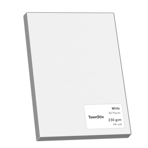 30 Stück, 230gsm - A4 Tonkarton Fotokarton Weiß, Dickes Papier zum Drucken, Kartonpapier Bastelkarton Pappe 30 Stück, 230gsm - A4 Tonkarton Fotokarton Weiß, Dickes Papier zum Drucken, Kartonpapier Bastelkarton Pappe von TownStix