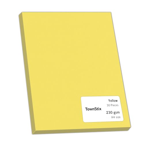 30 Stück, 230gsm - A4 Tonkarton Gelb, Tonpapier Karton Bastelkarton Fotokarton Pappe 30 Stück, 230gsm - A4 Tonkarton Gelb, Tonpapier Karton Bastelkarton Fotokarton Pappe von TownStix